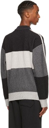 Z Zegna Grey Cashmere Striped Sweater