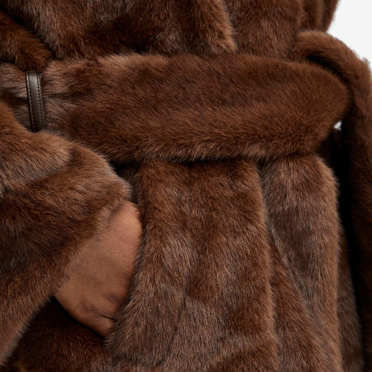Meotine Women's Kelly Long Faux Fur Coat in Brown