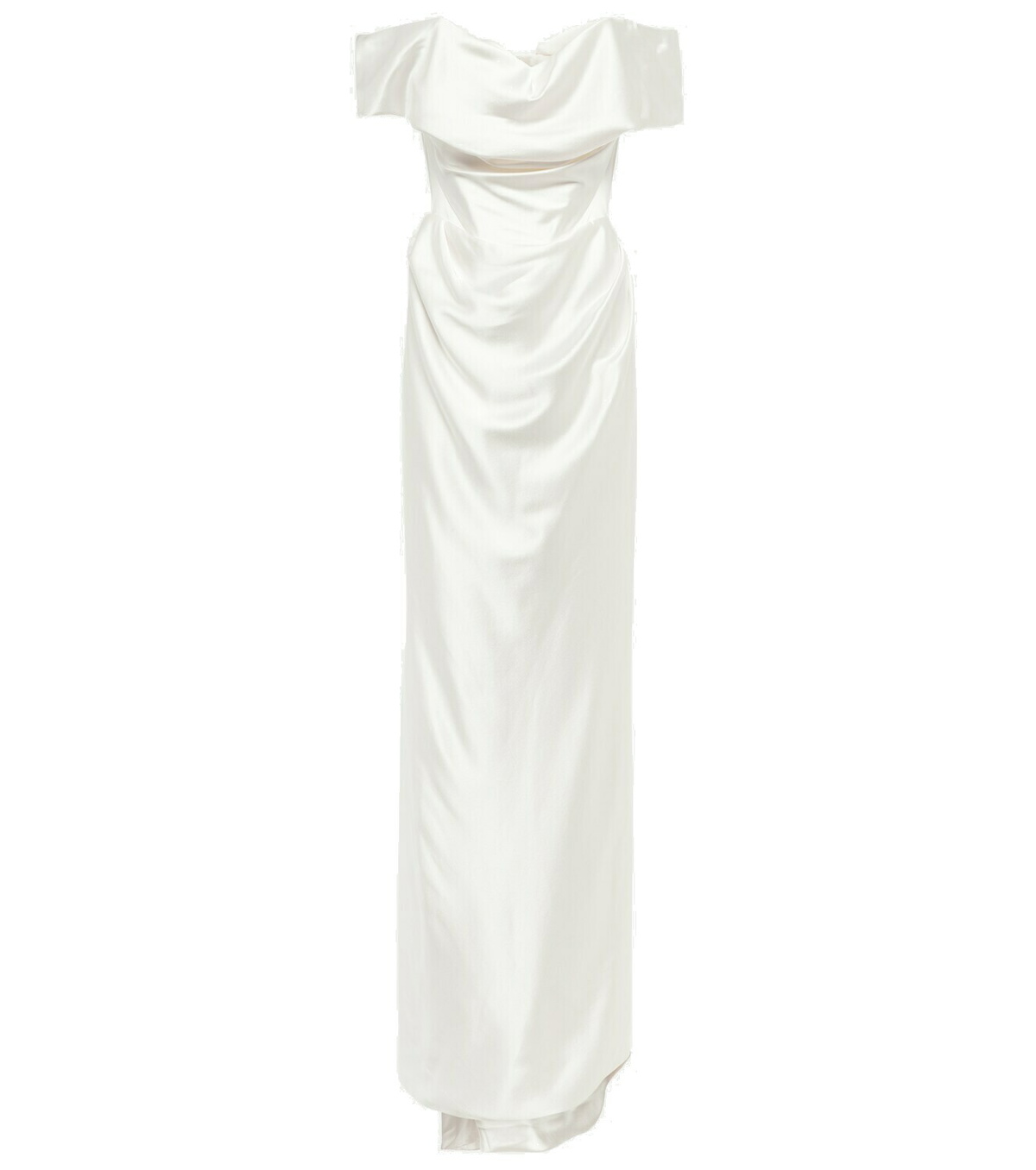 vivienne westwood long cocotte dress Nova Cocotte off-the-shoulder draped silk-crepe gown - off-white