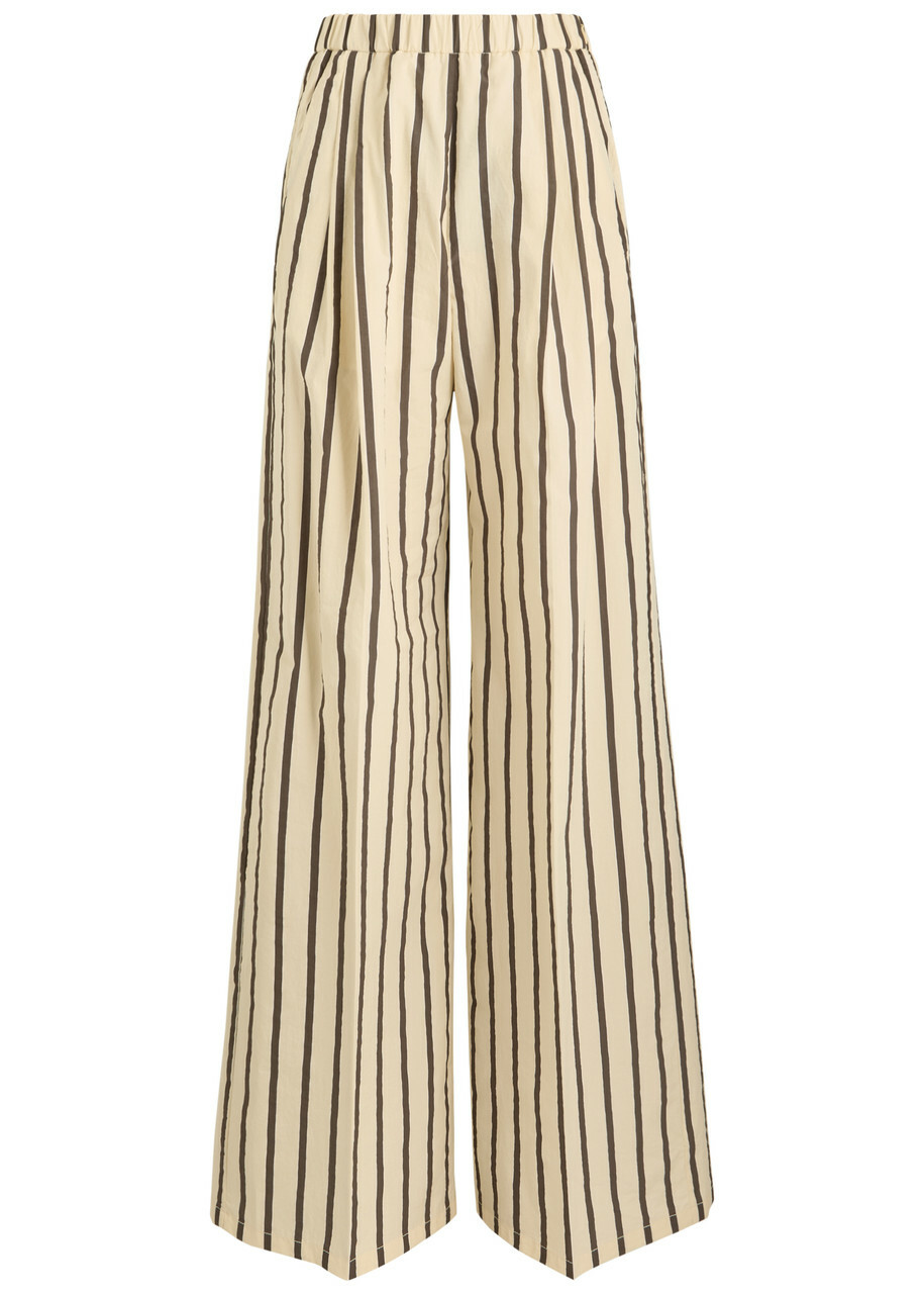 Forte_forte Striped Wide-leg Trousers Cream
