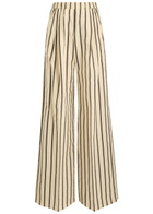 Forte_forte Striped Wide-leg Trousers Cream