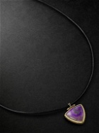Jenny Dee Jewelry - Totem 18-Karat Gold, Leather, Sugilite and Diamond Necklace