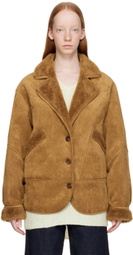 LVIR Tan Button Faux-Leather Jacket