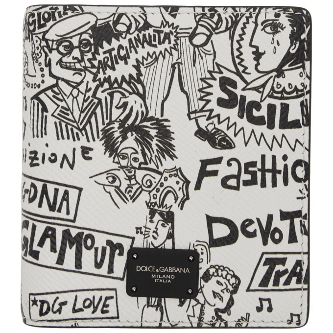 Photo: Dolce and Gabbana Black and White Graffiti Bi-Fold Wallet