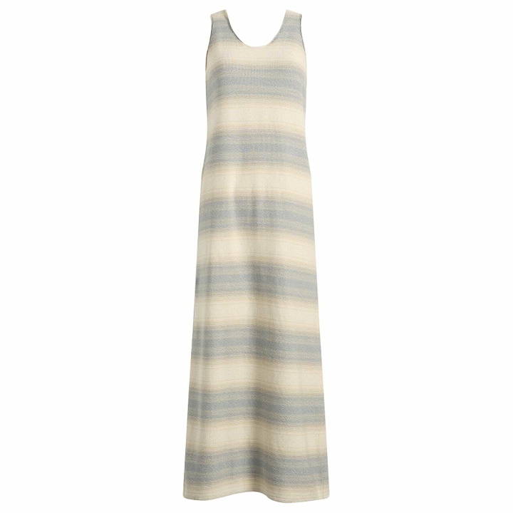 Photo: Auralee Women's Gradient Stripe Knit Dress in Blue/Beige Stripe