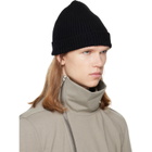 Rick Owens Black Tower Ribbed Beanie