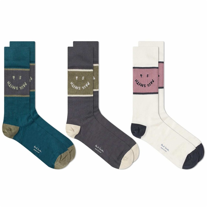 Photo: Paul Smith Men's Happy Socks - 3 Pack in Multicolour