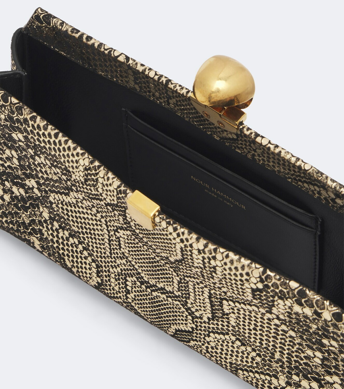 Nour Hammour Lou snake-effect leather clutch