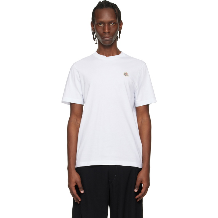 Photo: Moncler Three-Pack Multicolor Logo Patch Cotton T-shirts