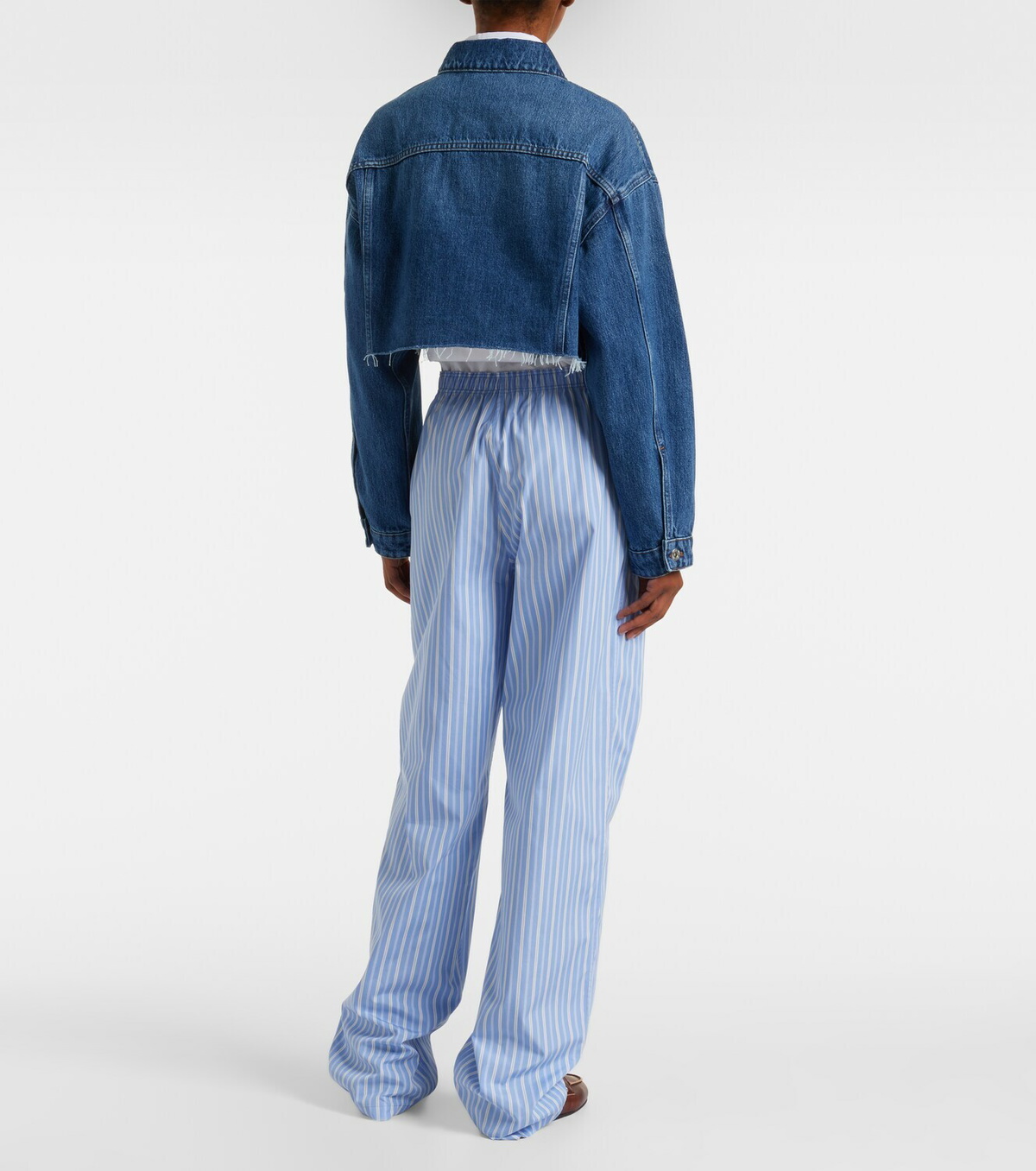 Miu Miu Cropped logo denim jacket