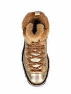 JIMMY CHOO - Metallic Leather & Fur Hiking Boots