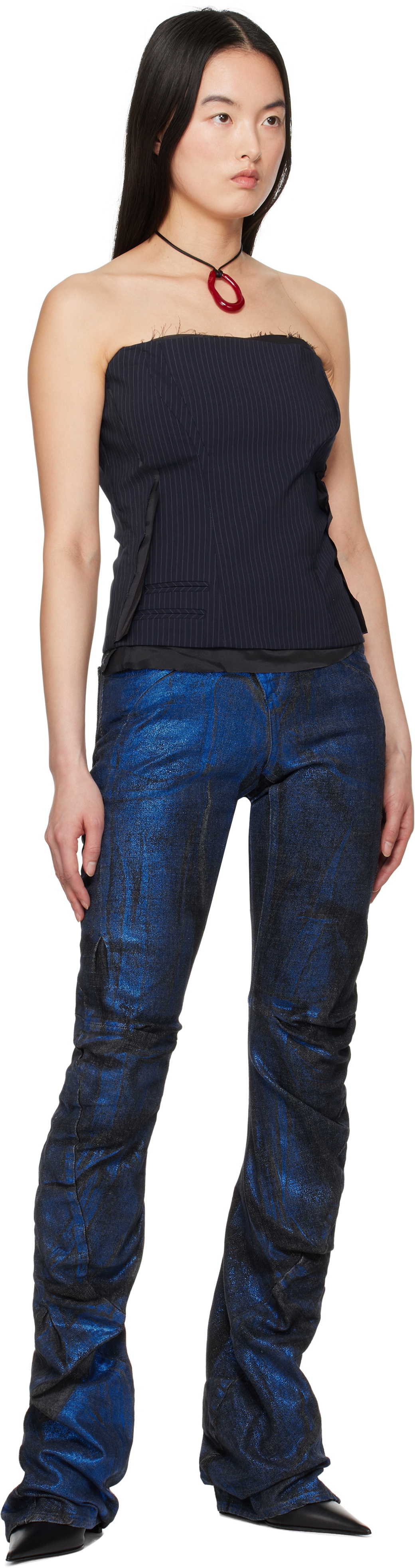 Ottolinger SSENSE Exclusive Black & Blue Drape Denim Jeans Ottolinger