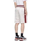 Dolce and Gabbana Off-White and Red Silk DG Shorts