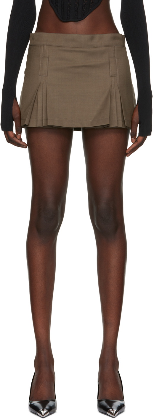 BONBOM Brown Pleated Miniskirt