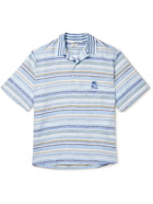 Etro - Convertible-Collar Striped Linen Half-Placket Shirt - Blue