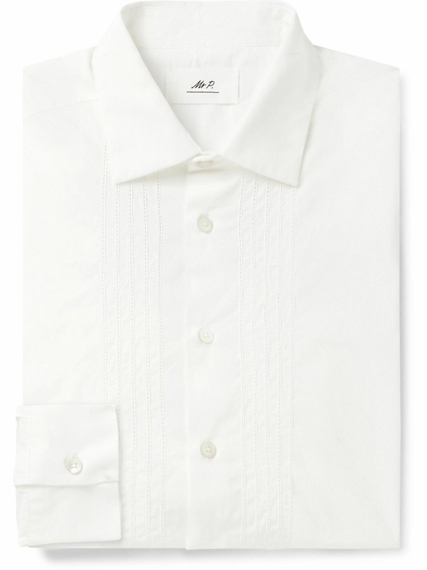 Photo: Mr P. - Cutaway-Collar Embroidered Cotton-Poplin Tuxedo Shirt - White