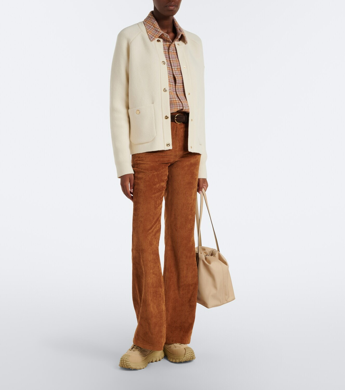 Moncler Wool, cotton, and cashmere-blend cardigan