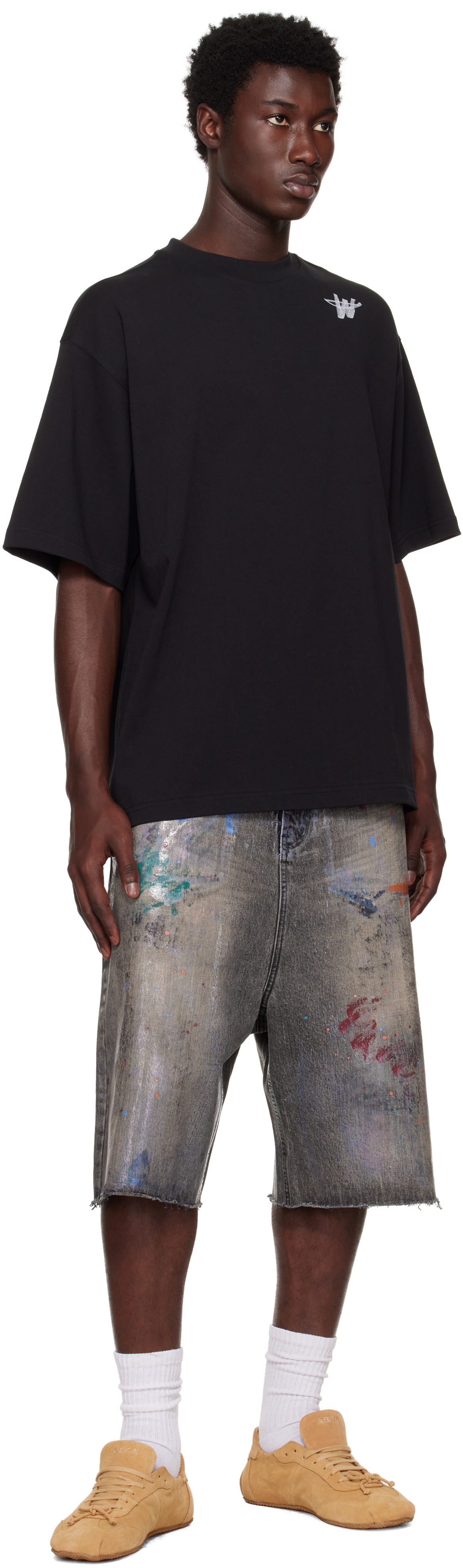 【関税込み】We11done ブラック 'WD' Logo Tシャツ We11done Black WD Logo T-shirt | UJNG