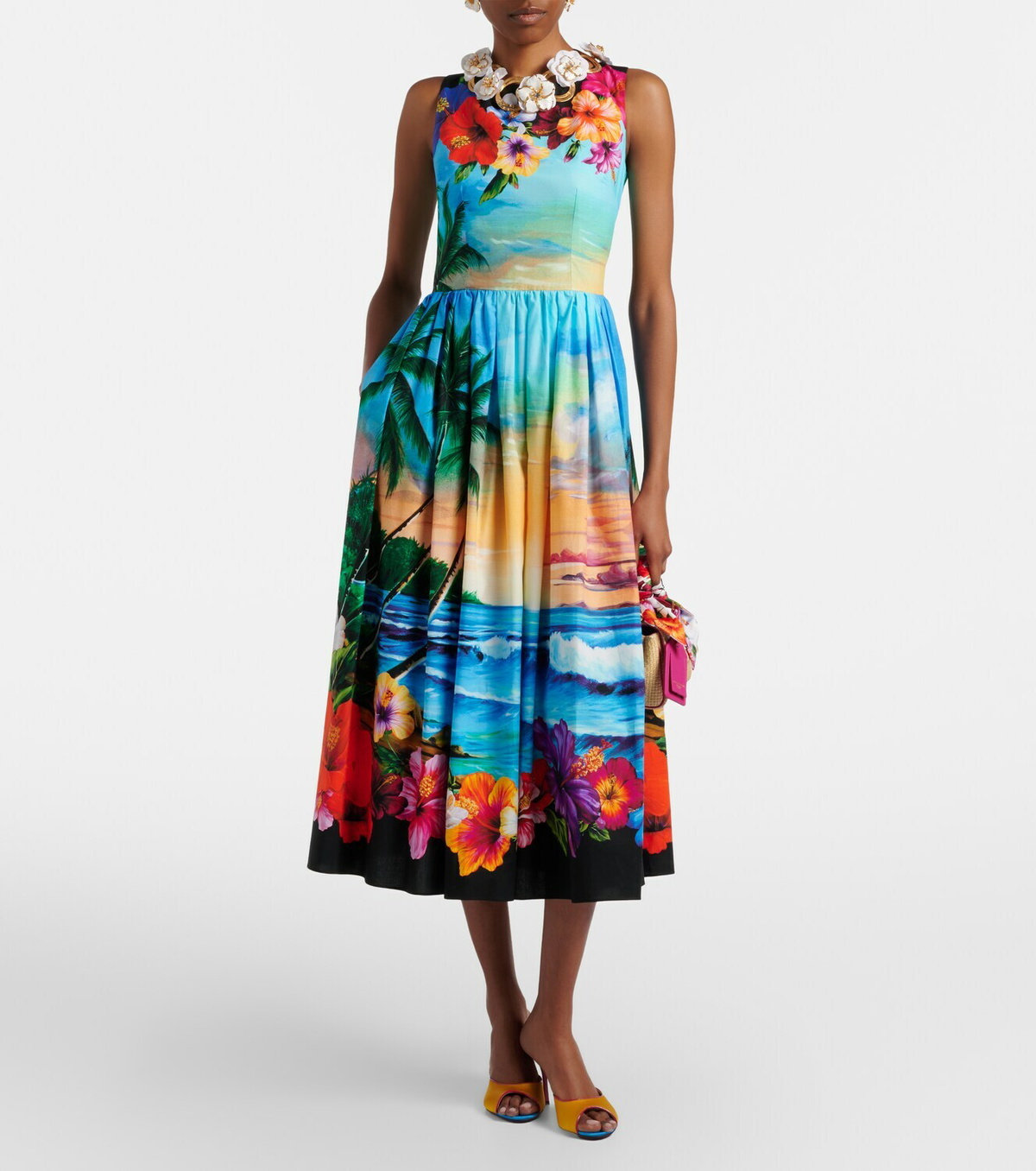 Dolce&Gabbana Printed cotton midi dress
