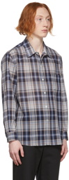 AURALEE Blue Wool Check Shirt