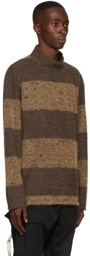 mastermind WORLD Brown Pile Stripe Hi Neck Sweater