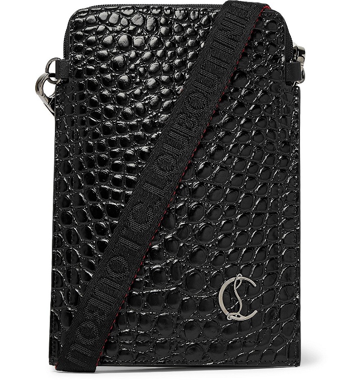 Photo: Christian Louboutin - Croc-Effect Patent-Leather Pouch - Black