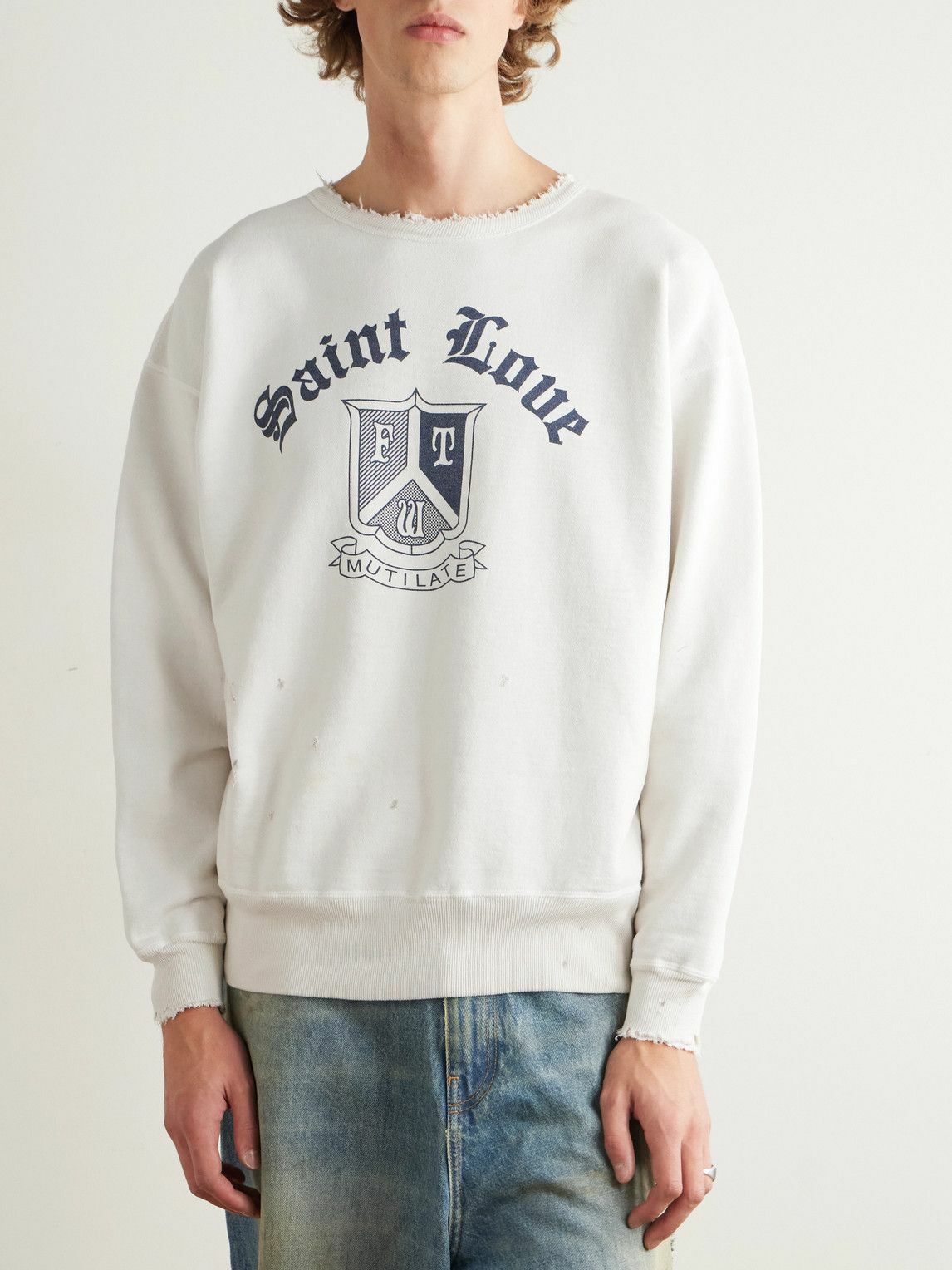 SAINT MXXXXXX - Logo-Print Cotton-Jersey Sweatshirt - White