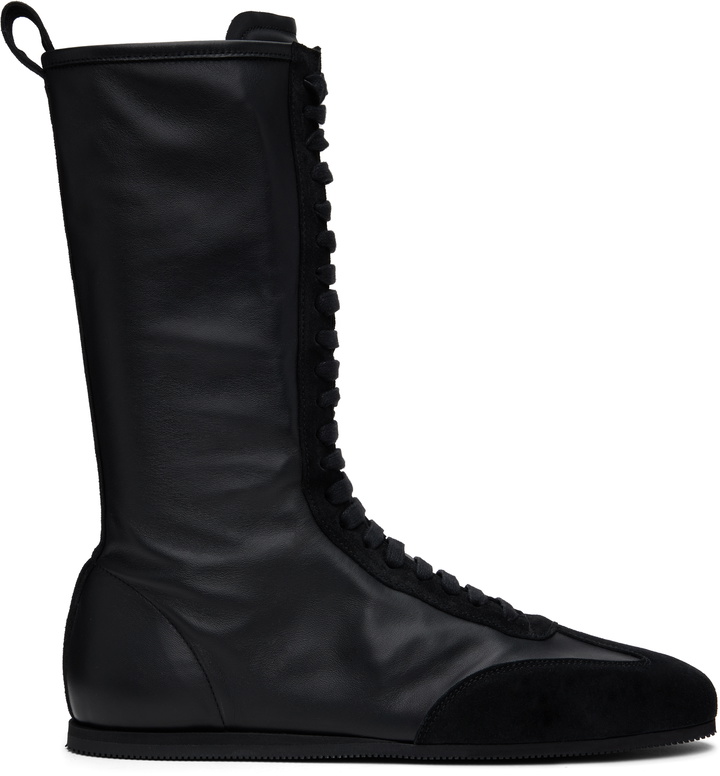 Photo: Ann Demeulemeester Black Juno High-Top Boxing Sneakers