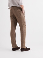 LORO PIANA - Slim-Fit Linen Drawstring Trousers - Brown - S