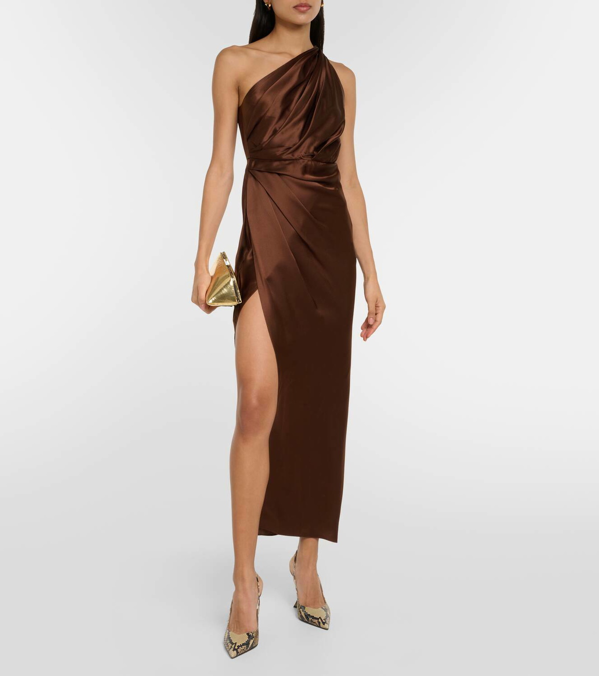 The Sei One-shoulder silk satin midi dress