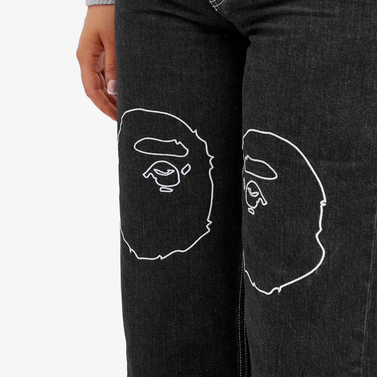 A Bathing Ape Women's Ape Head Oversized Jeans in Black