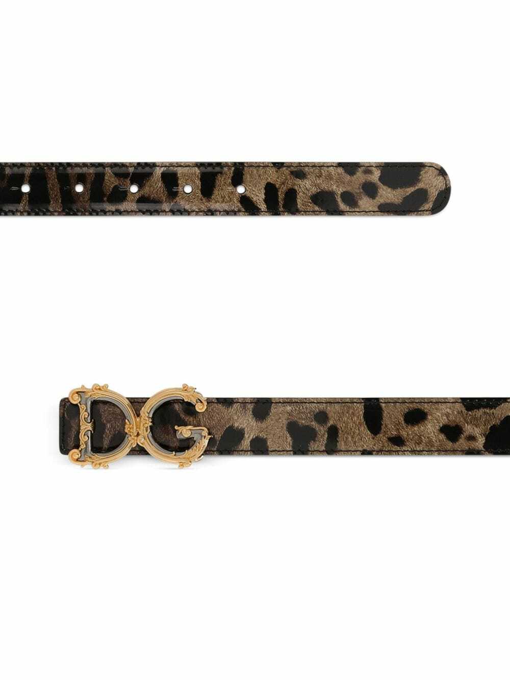 小物 DOLCE&GABBANA leopard belt Leopard-print glossy calfskin belt with DG logo in Animal