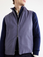 Herno - Leather Trimmed Silk and Cashmere-Blend Vest - Purple