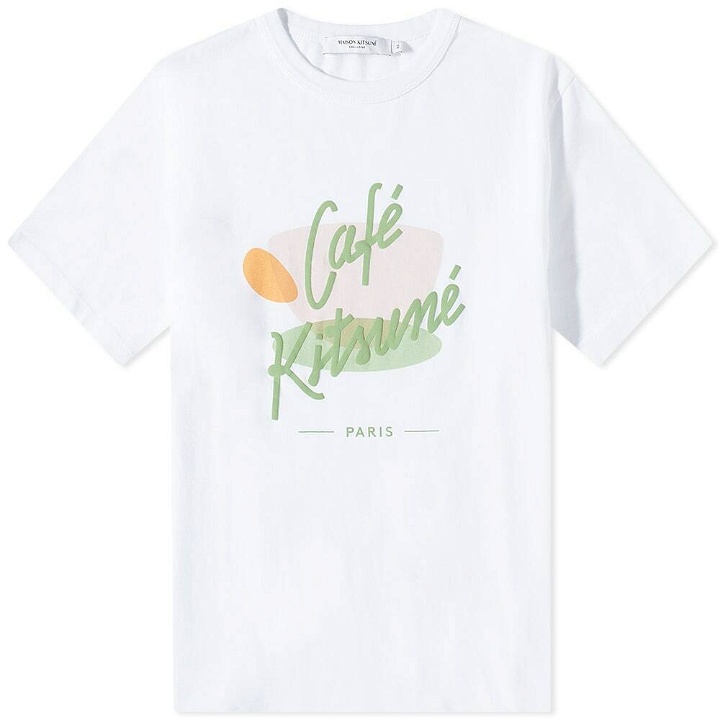 Photo: Maison Kitsuné Men's Café Kitsune Cup Classic T-Shirt in White Sugar
