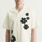 Wax London Men's Didcot Applique Flowers Vacation Shirt in Ecru/Black