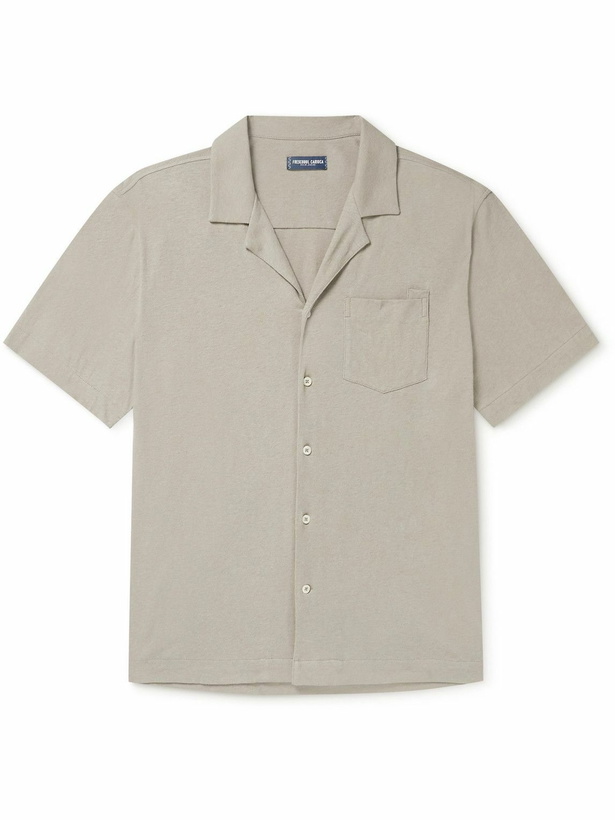 Photo: Frescobol Carioca - Angelo Camp-Collar Cotton and Linen-Blend Jersey Shirt - Gray