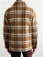 Tod's - Suede-Trimmed Checked Wool-Blend Shirt Jacket - Brown