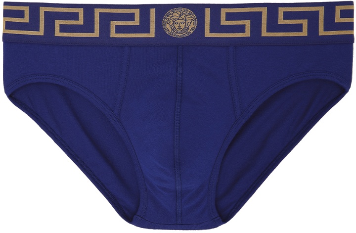Photo: Versace Underwear Blue Greca Border Briefs