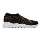 Fendi Brown and Black Forever Fendi Slip-On Sneakers