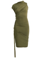 Helmut Lang Wind Draped Jersey Midi Dress Olive