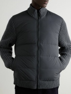 James Perse - Ribbed-Knit and Quilted Shell Down Jacket - Gray