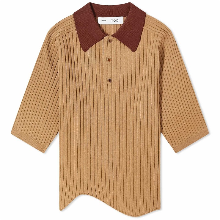 Photo: TOGA Women's Wave Knit Polo Shirt Top in Beige