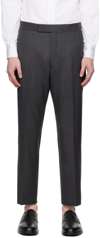 Photo: Thom Browne Gray Super 120s Backstrap Trousers