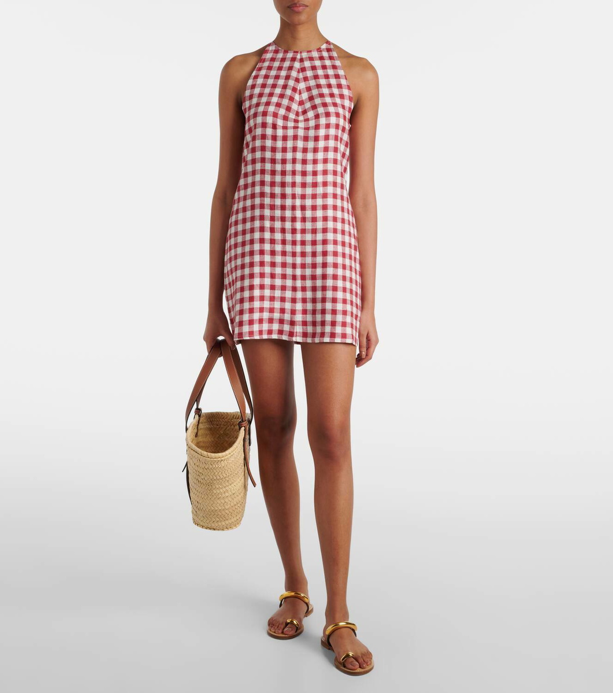 Asceno Antiqua gingham linen minidress