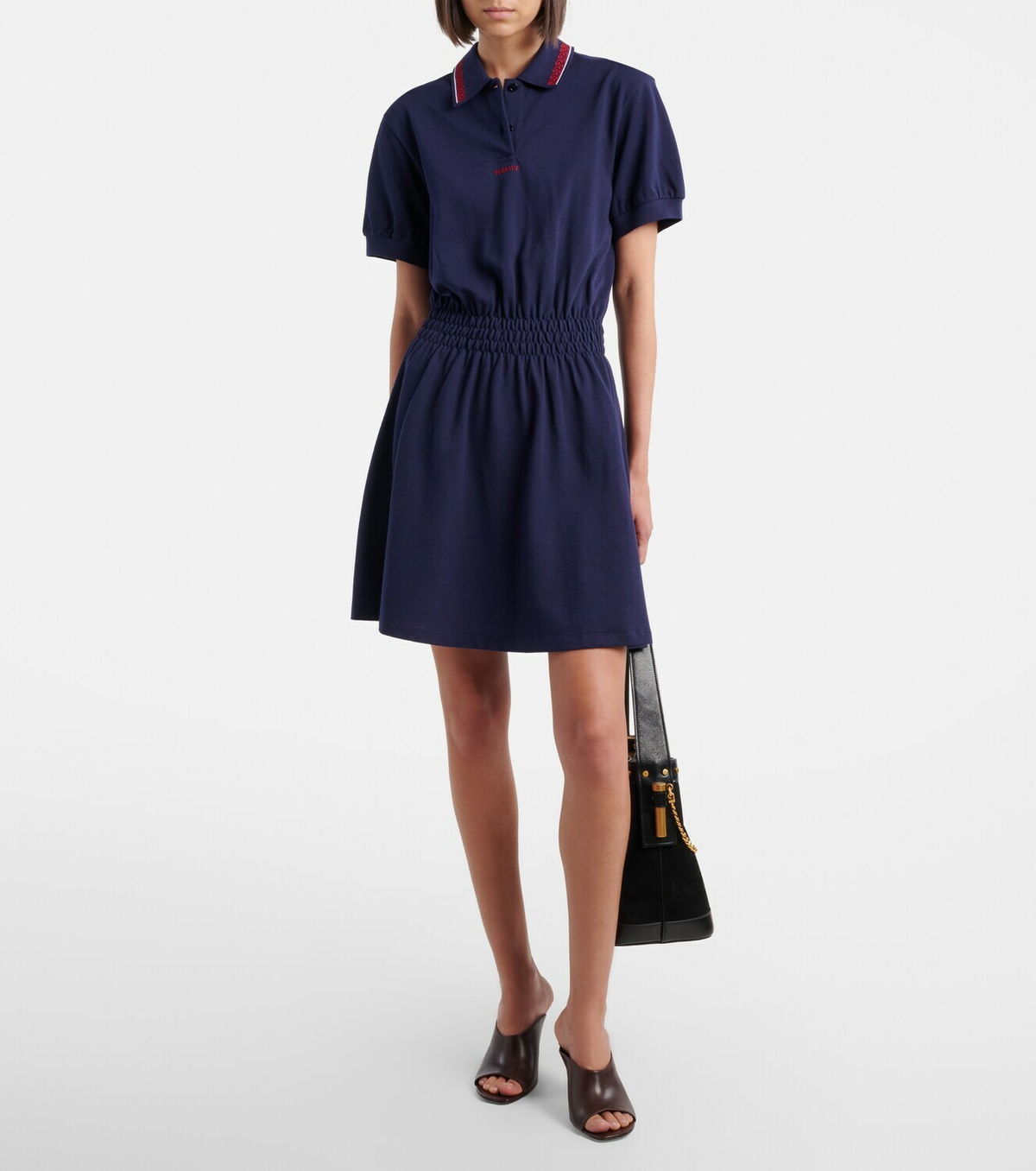 Versace Greca cotton piqué polo dress