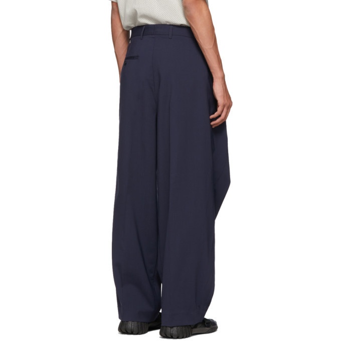 Hed Mayner Navy Wool Oversized Trousers