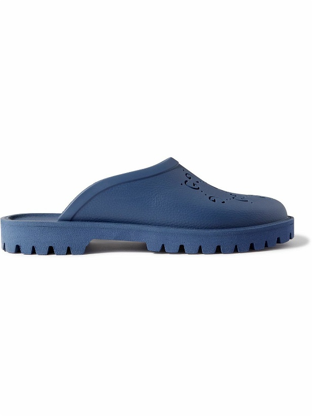 Photo: GUCCI - Logo-Perforated Rubber Clogs - Blue