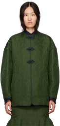 Mame Kurogouchi Green Jomon Arabesque Jacket