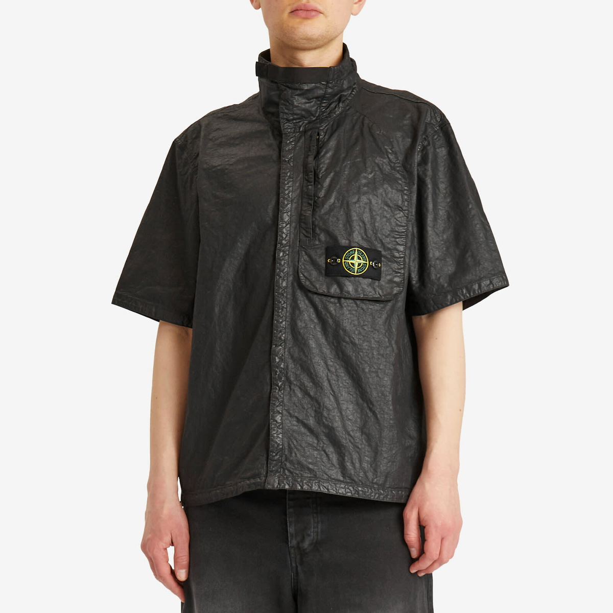 Stone Island Men's Organic Nylon Panama-TC Short Sleeve Shirt in