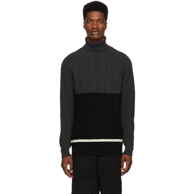 Photo: Comme des Garcons Homme Black and Grey Wool Turtleneck